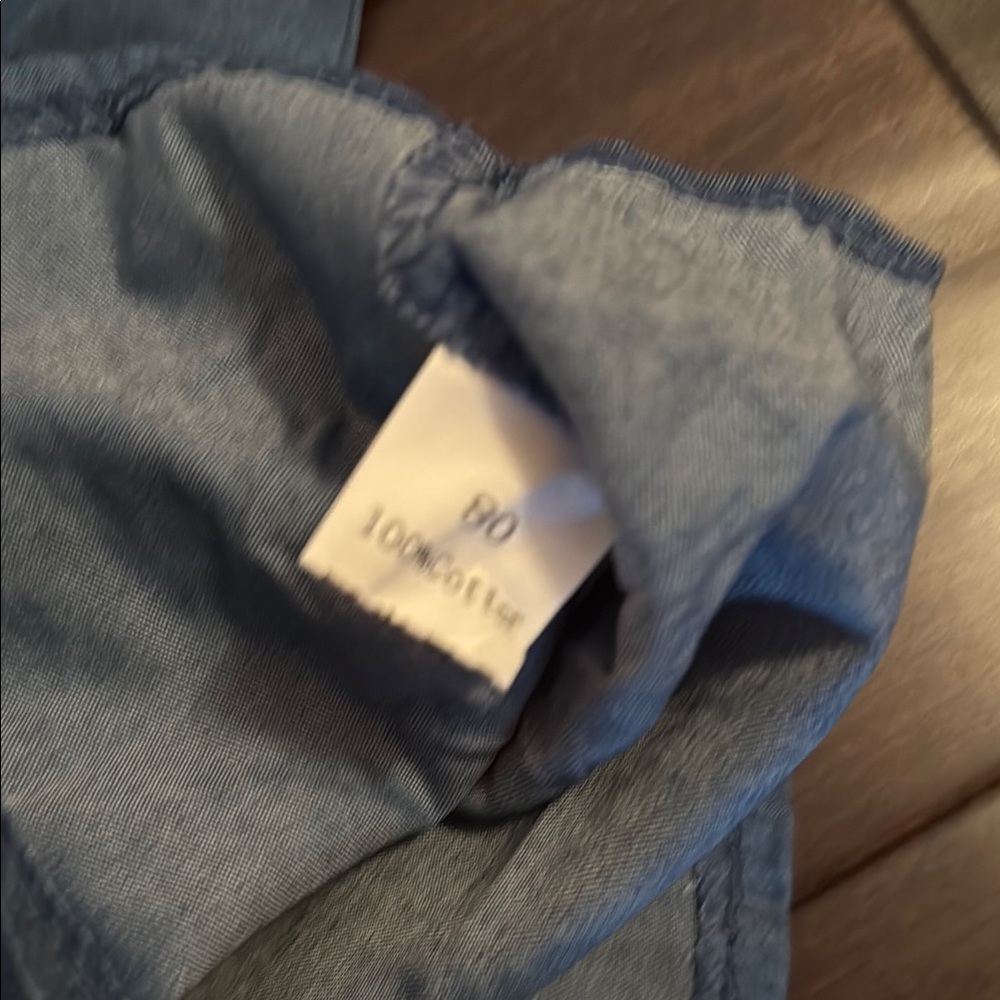 NWOT Baby Girls Blue Jean Look Shirt with Long Sleeves with leopard skirt! - Picture 5 of 5